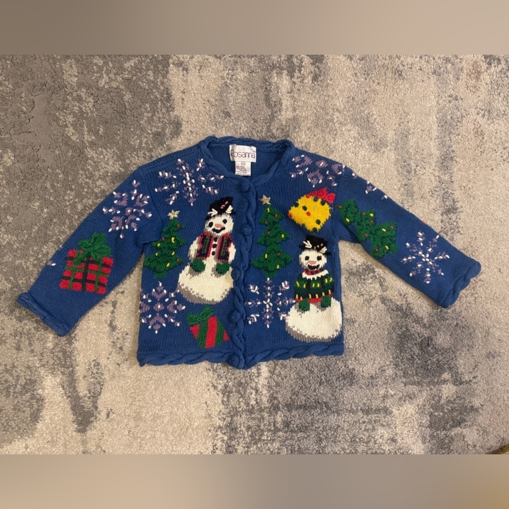 Kids Rosanna Vintage Blue Snowman Sweater